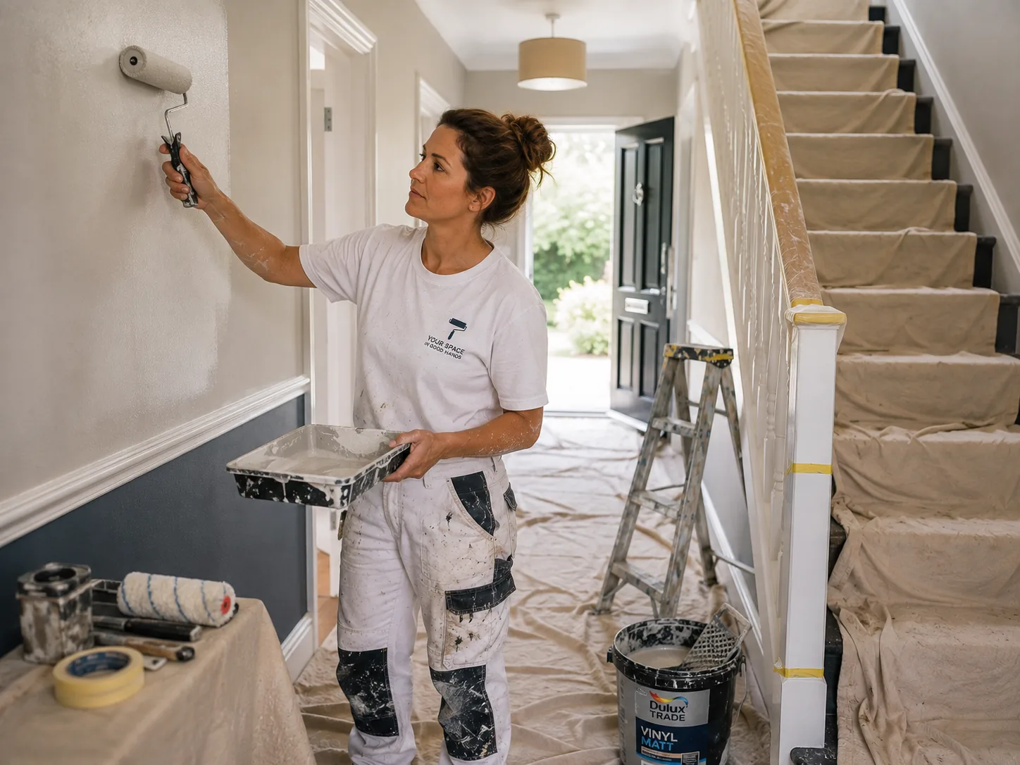 Painter and decorator planning a whole-house decorating project