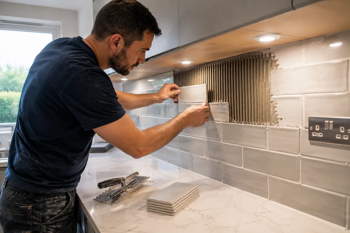 Tiler planning kitchen splashbacks and floors