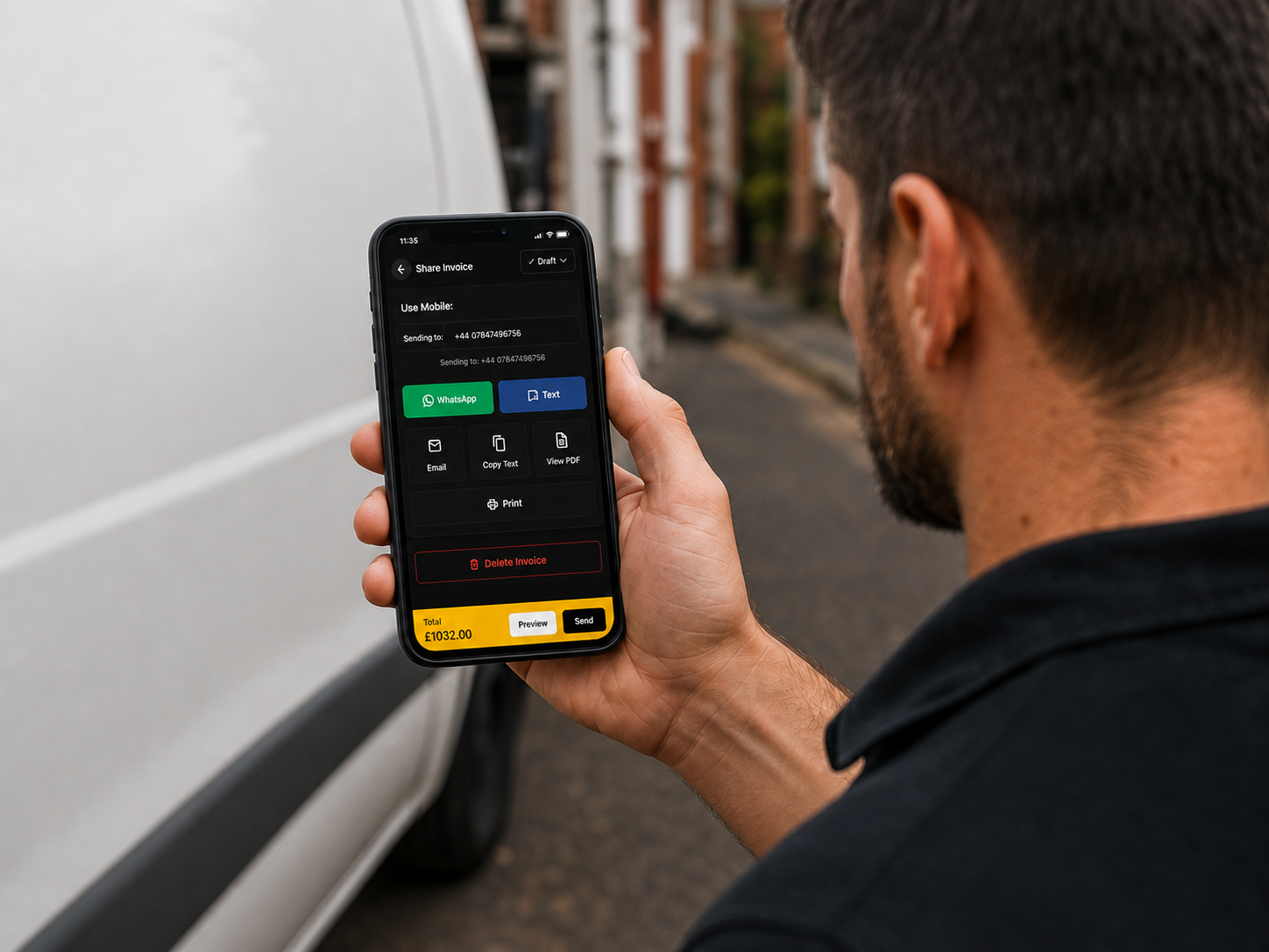 A customer receiving a Nomates Rates quote on a phone.